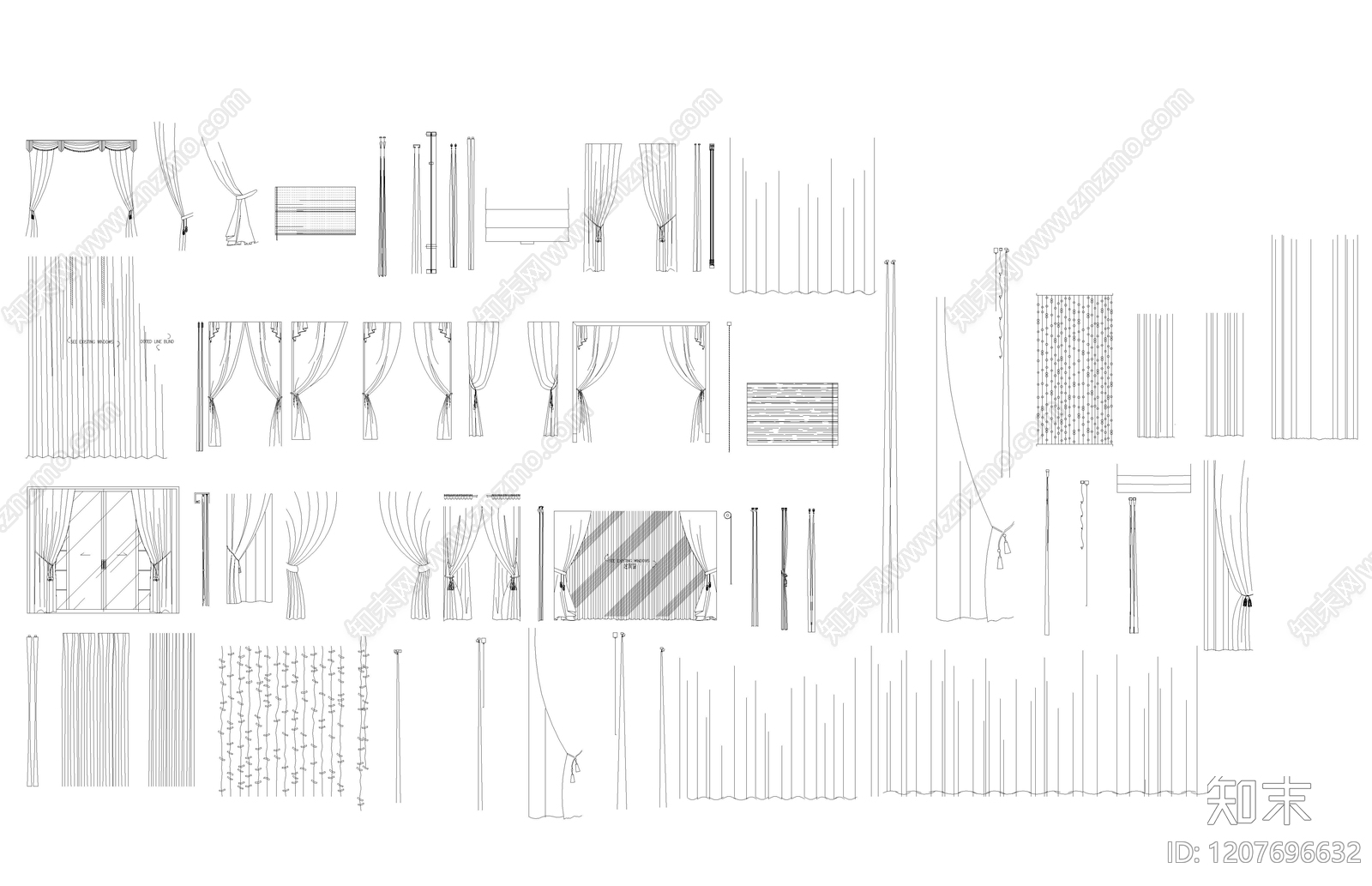 现代窗帘施工图下载【ID:1207696632】