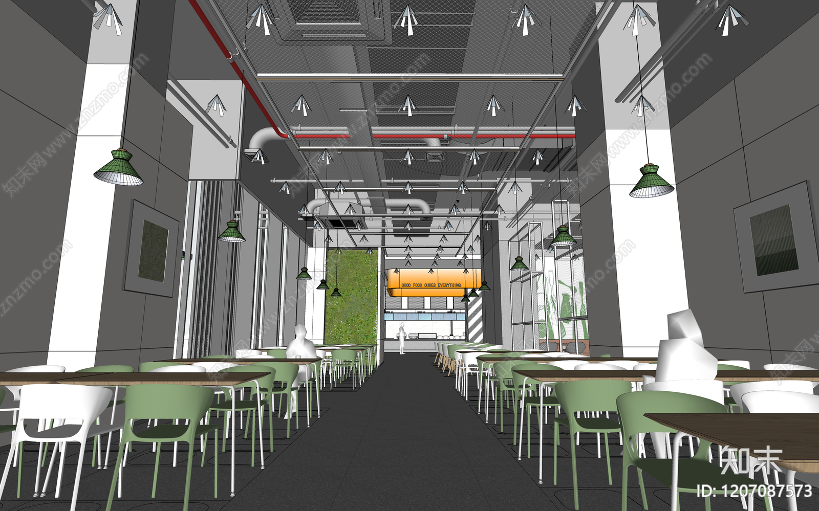 现代工业自助餐厅SU模型下载【ID:1207087573】