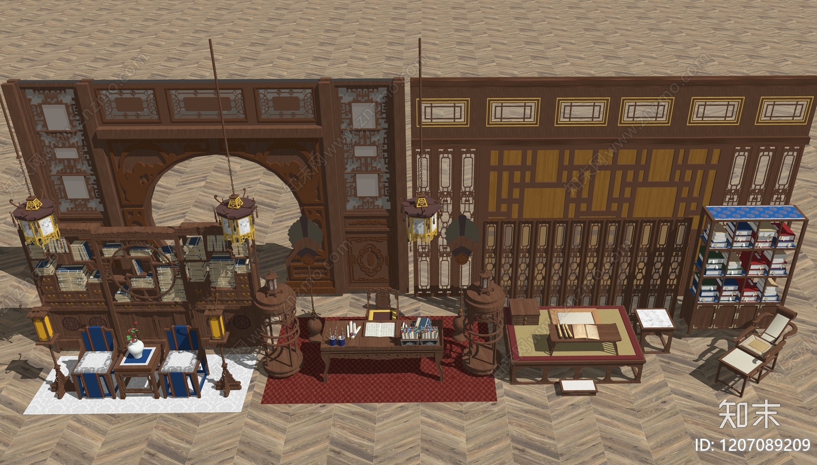 复古中古家具展厅SU模型下载【ID:1207089209】