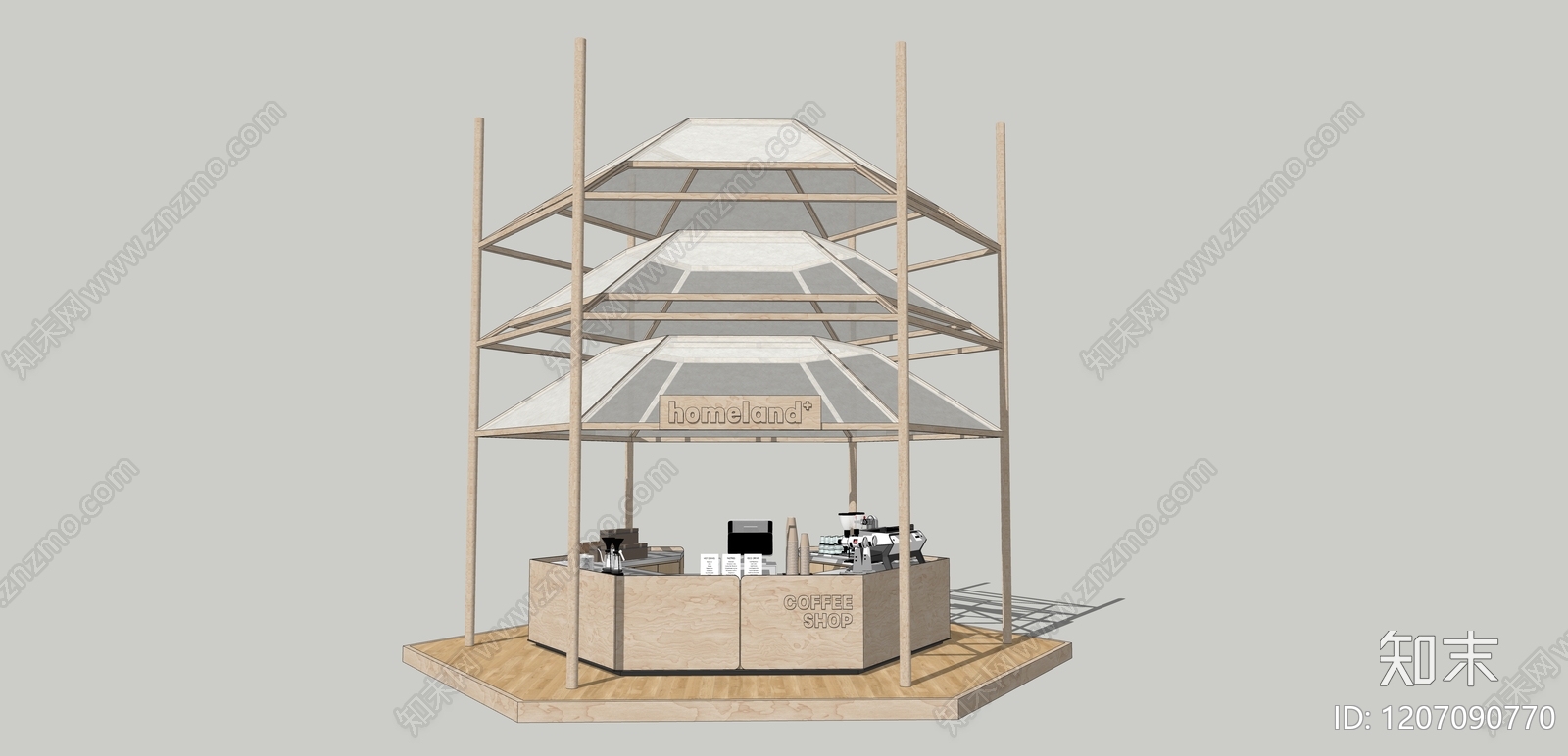 售卖亭SU模型下载【ID:1207090770】