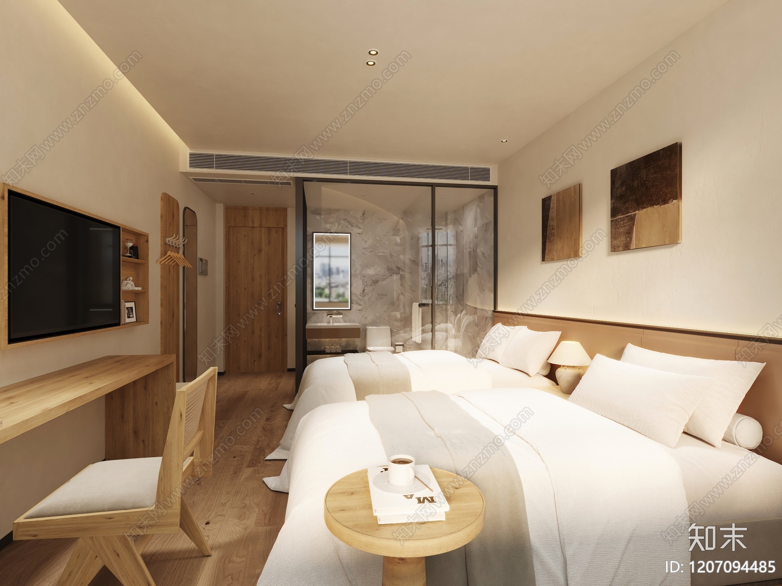 现代酒店客房3D模型下载【ID:1207094485】