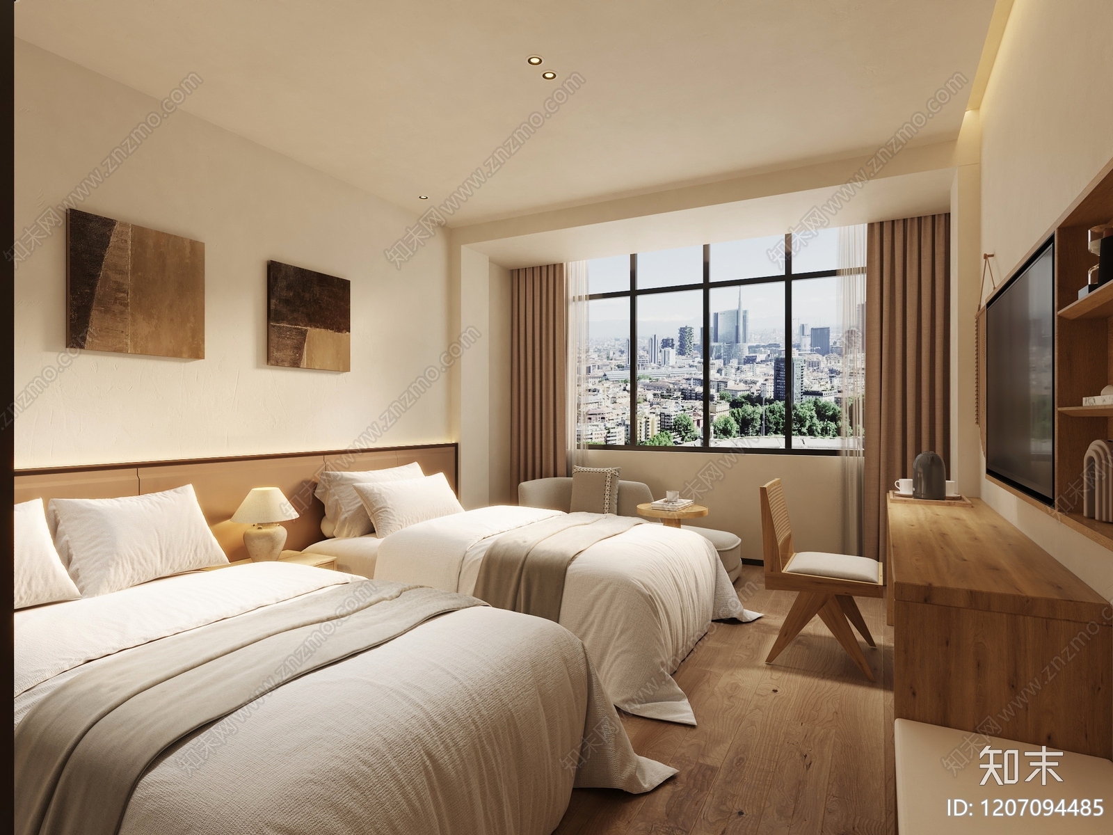 现代酒店客房3D模型下载【ID:1207094485】