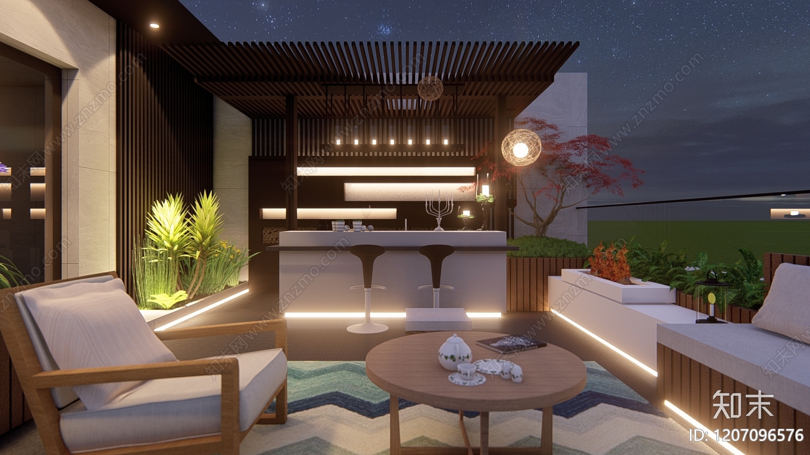 屋顶花园SU模型精品下载_SketchUp模型_知末网