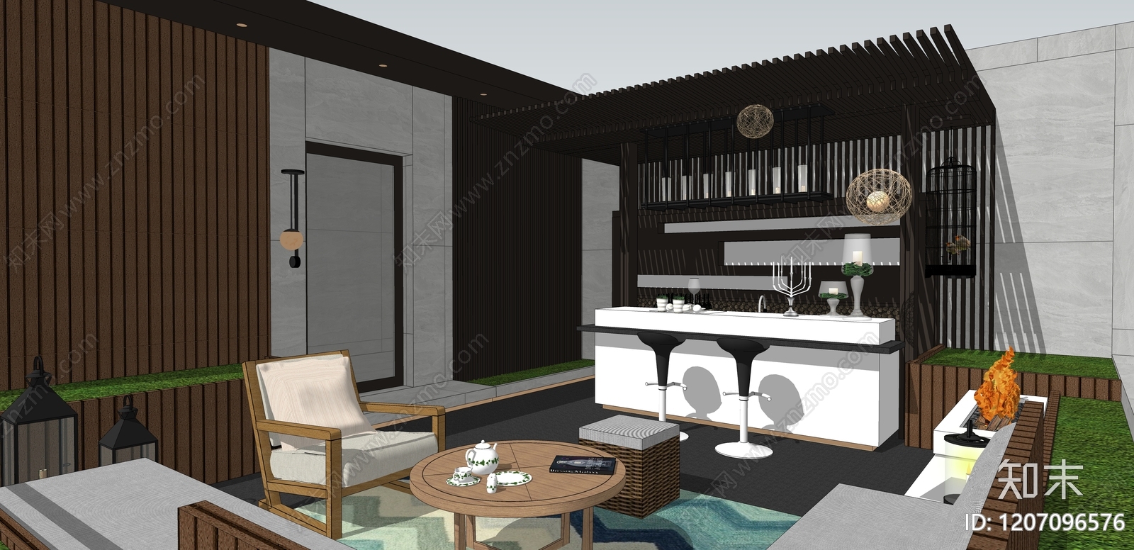 现代屋顶花园SU模型下载【ID:1207096576】