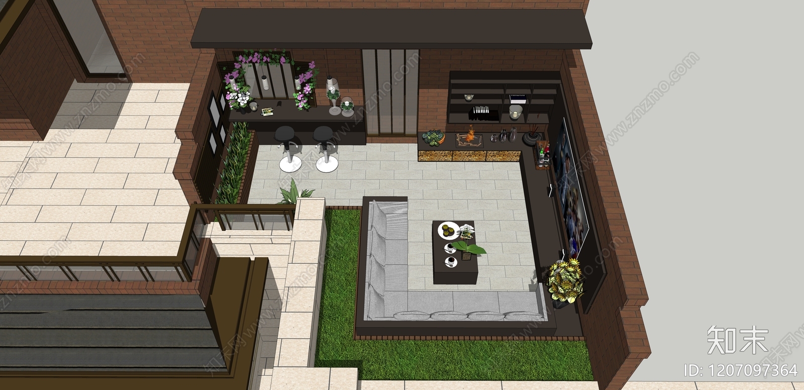 现代屋顶花园SU模型下载【ID:1207097364】