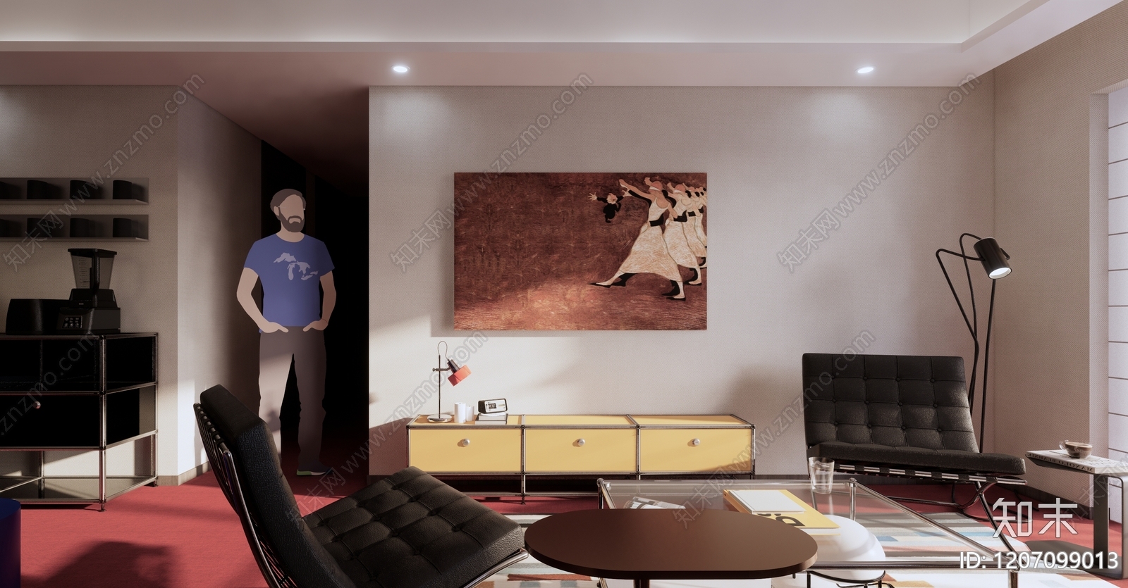 现代中古小户型客厅SU模型下载【ID:1207099013】