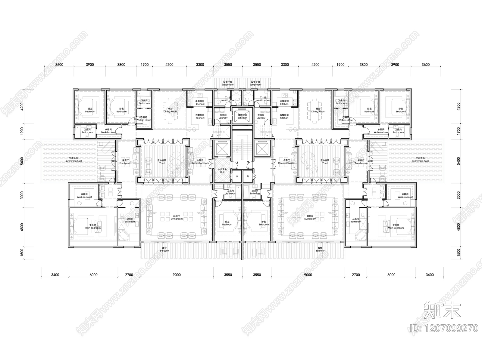 现代新中式四合院施工图下载【ID:1207099270】
