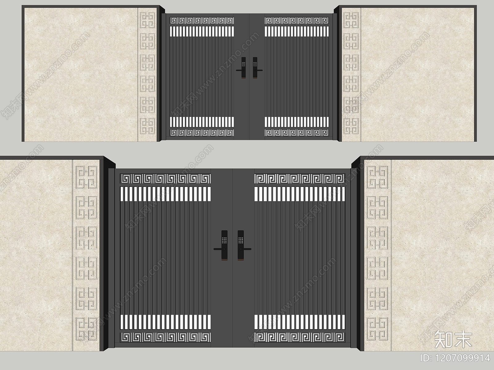 新中式庭院门SU模型下载【ID:1207099914】
