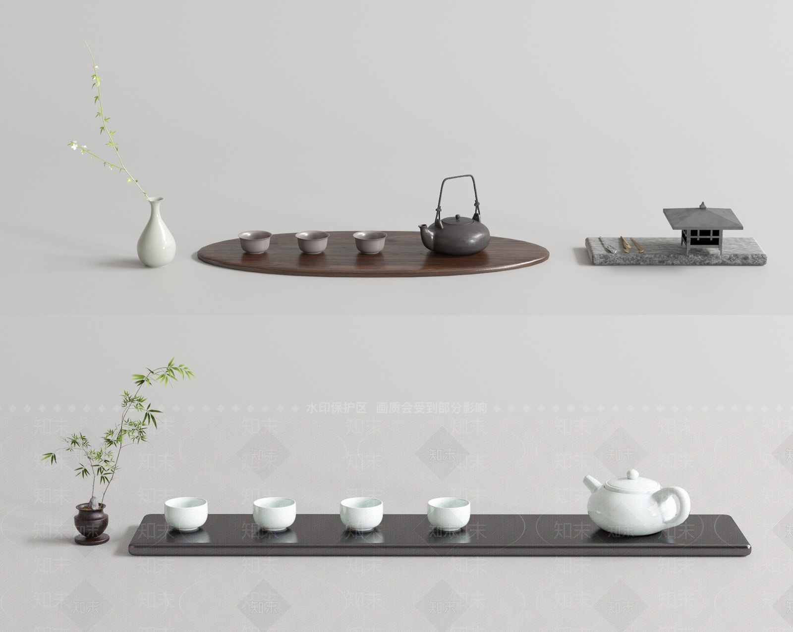 新中式茶具SU模型下载【ID:1207100004】