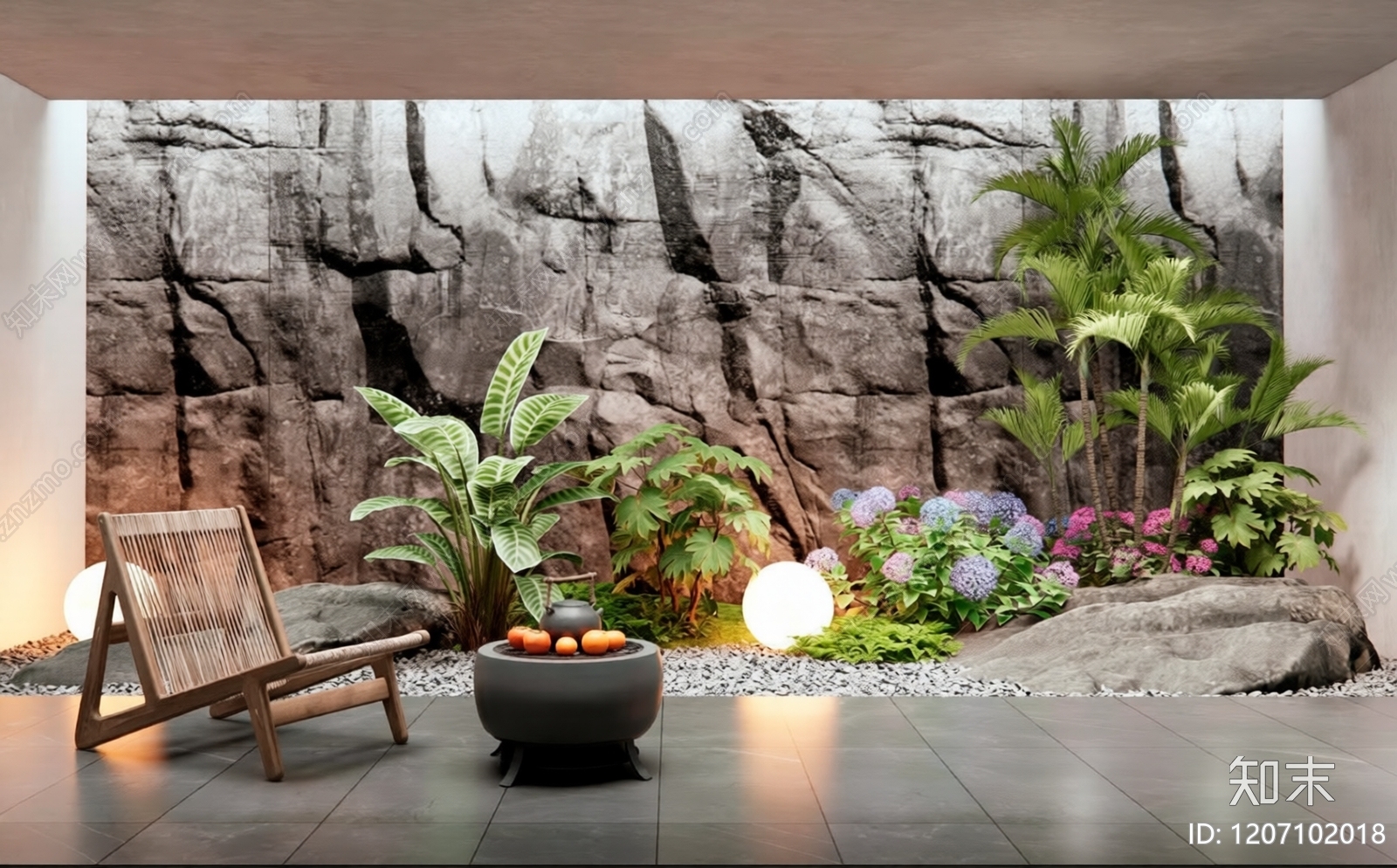 现代室内景观造景3D模型下载【ID:1207102018】