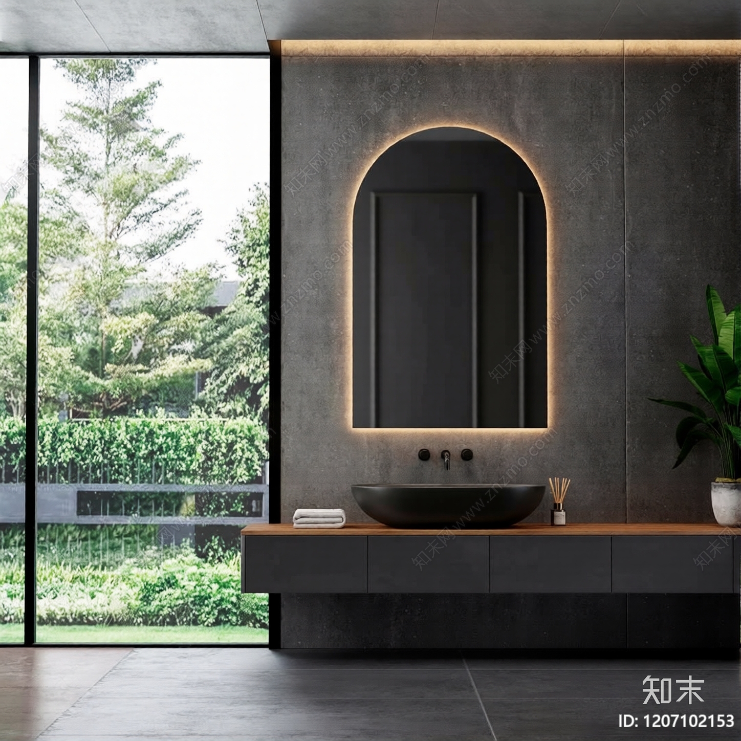 现代风酒店洗手台卫生间洗漱空间3D模型下载【ID:1207102153】