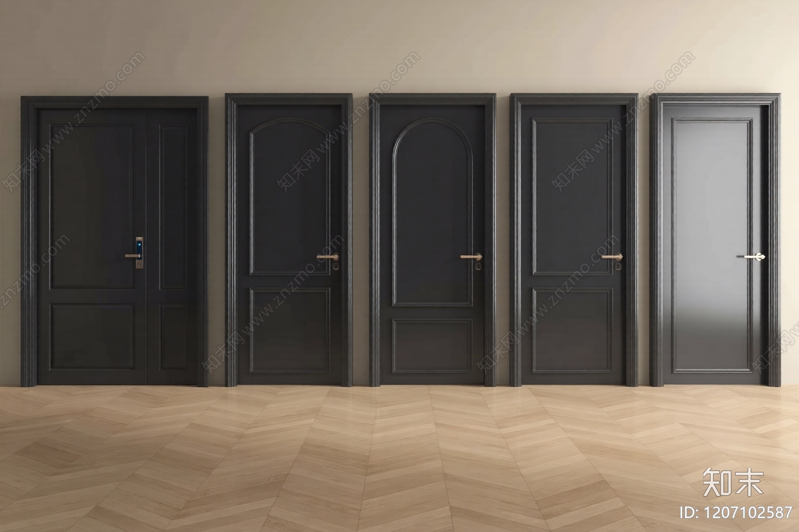 法式防盗门入户门3D模型下载【ID:1207102587】