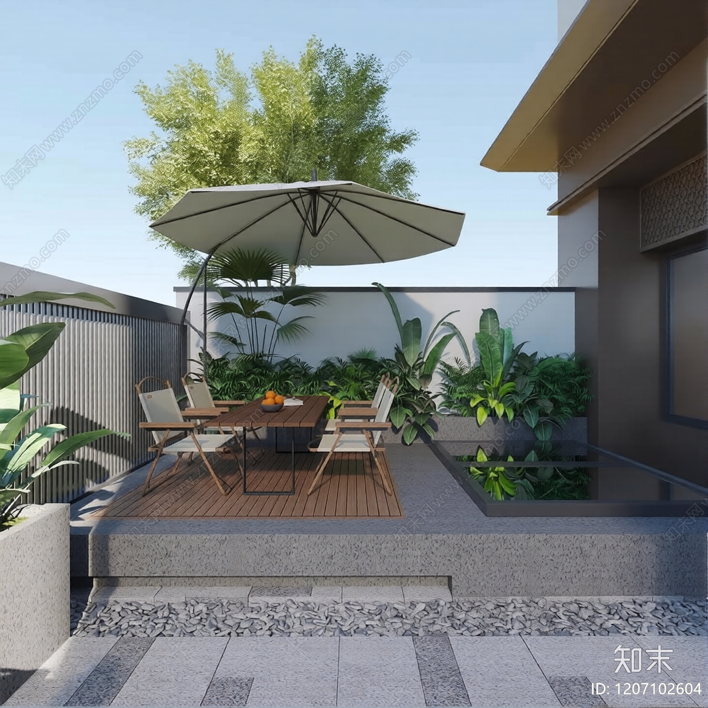 现代庭院花园3D模型下载【ID:1207102604】