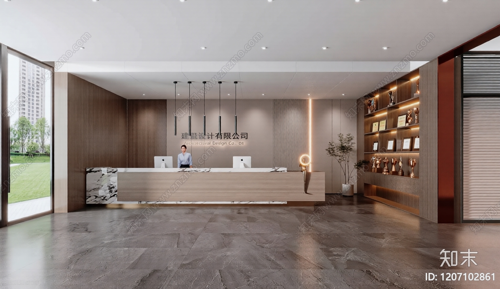 前台接待前台大厅3D模型下载【ID:1207102861】
