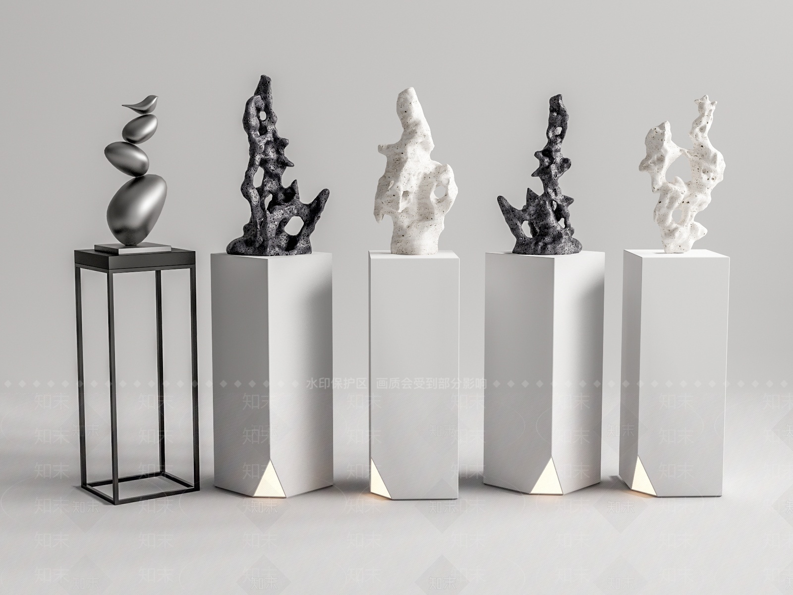 新中式太湖石雕塑SU模型下载【ID:1207108646】