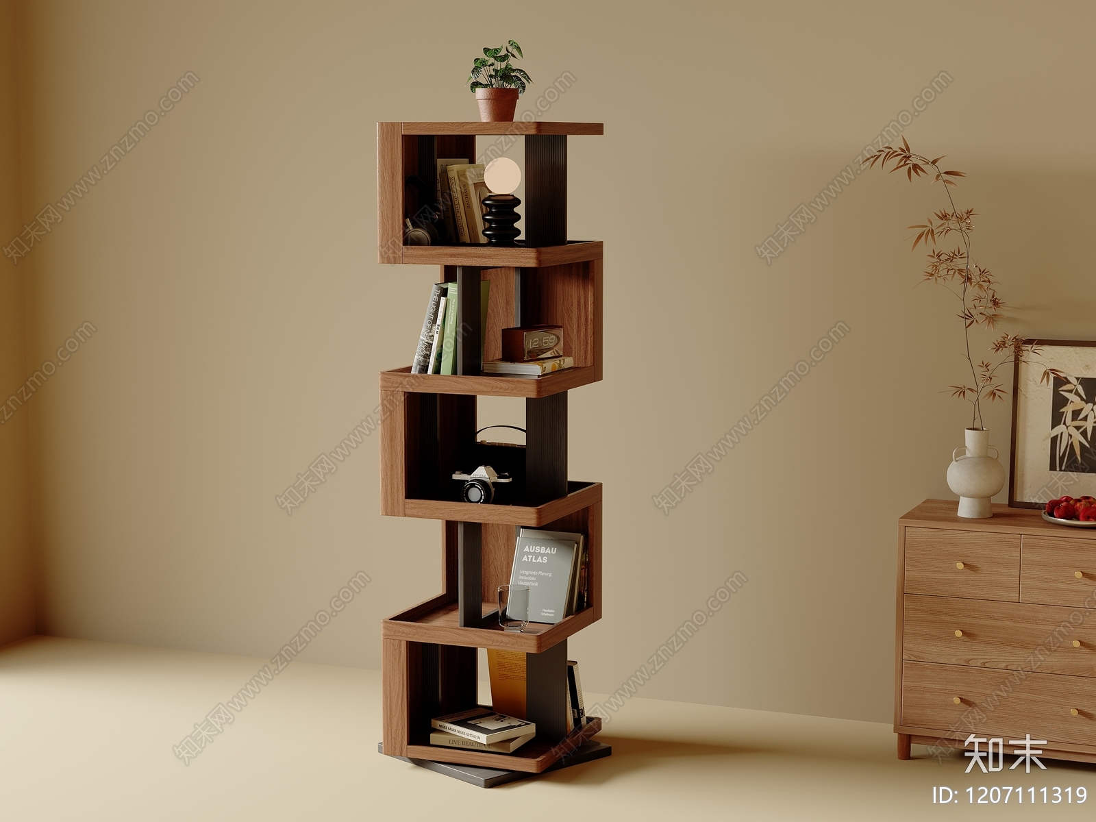 现代中古置物架3D模型下载【ID:1207111319】