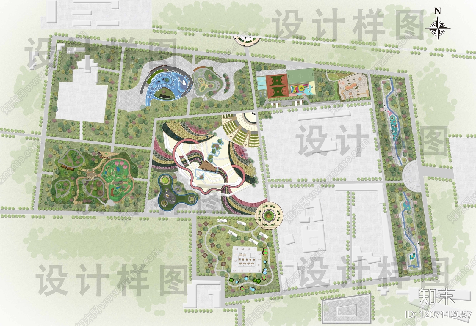 现代广场景观SU模型下载【ID:1207112057】
