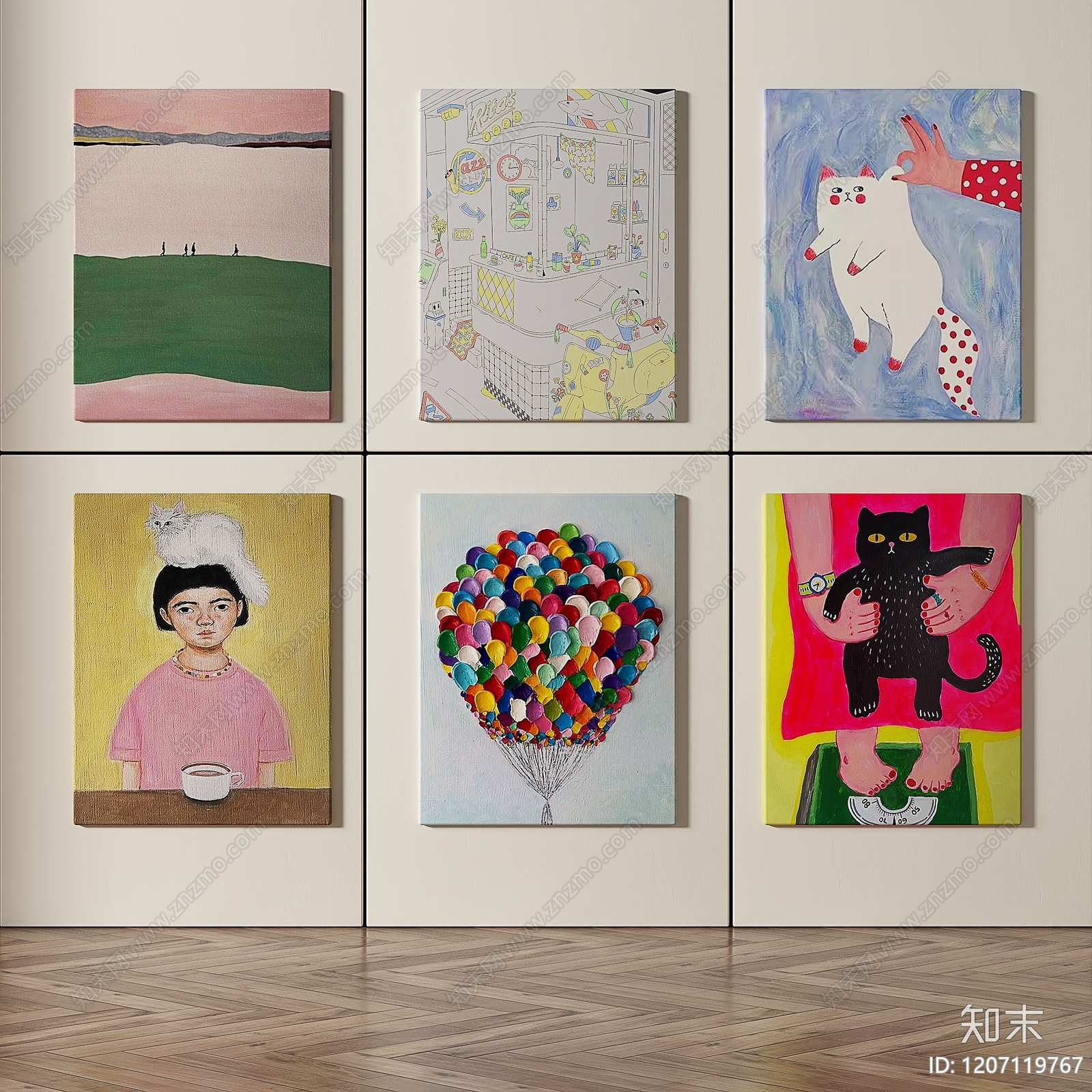 现代简约挂画3D模型下载【ID:1207119767】