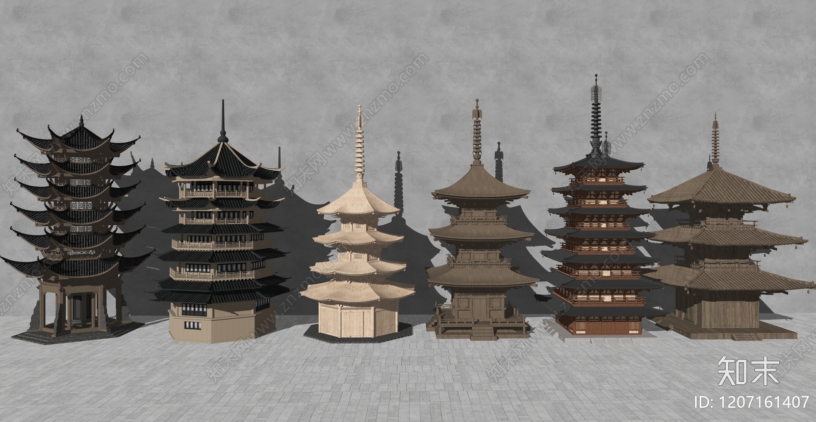 新中式中式塔楼SU模型下载【ID:1207161407】