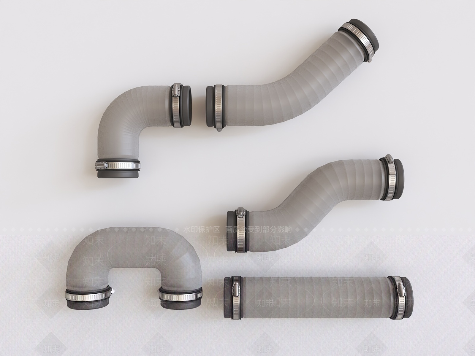 带管箍的通风管道3D模型下载【ID:1207162113】