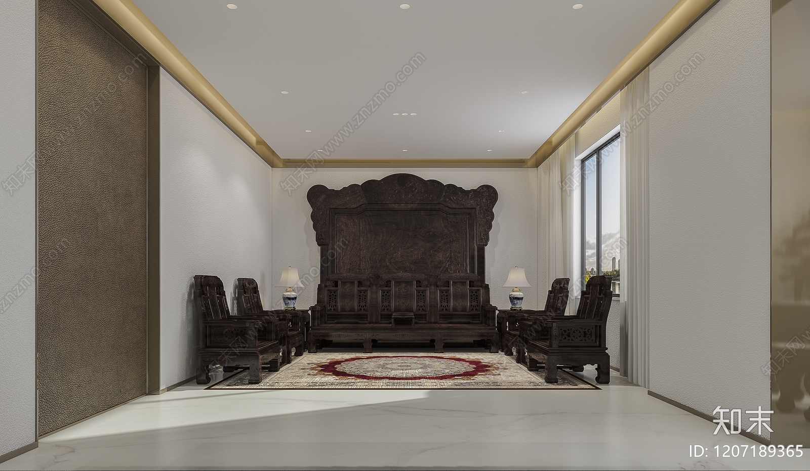 中式开放式书房3D模型下载【ID:1207189365】