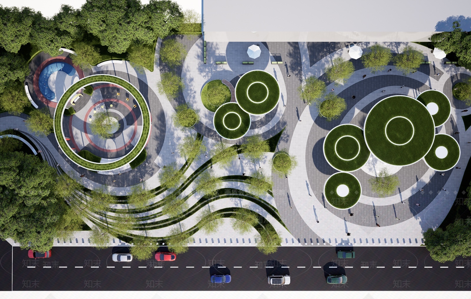 现代公园广场景观SU模型下载【ID:1207237114】