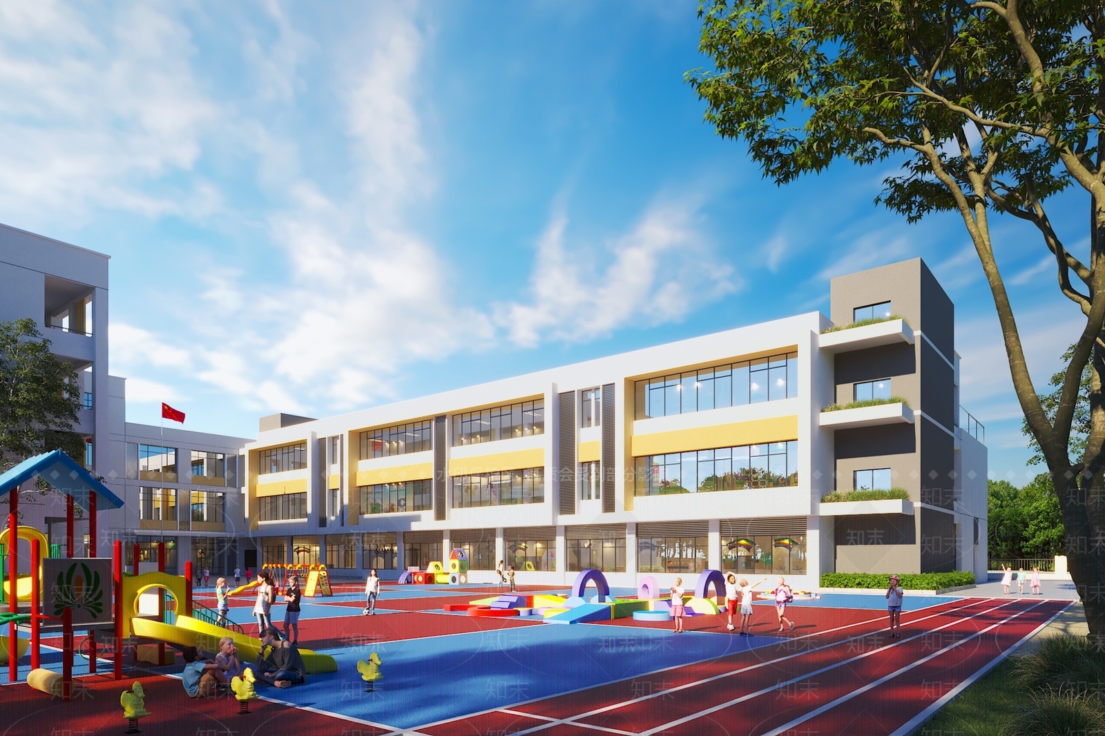 现代学校外观3D模型下载【ID:1207248997】