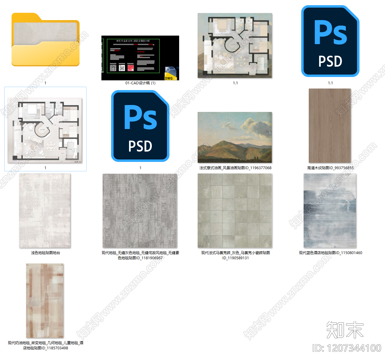小户型平层cad施工图下载【ID:1207344100】