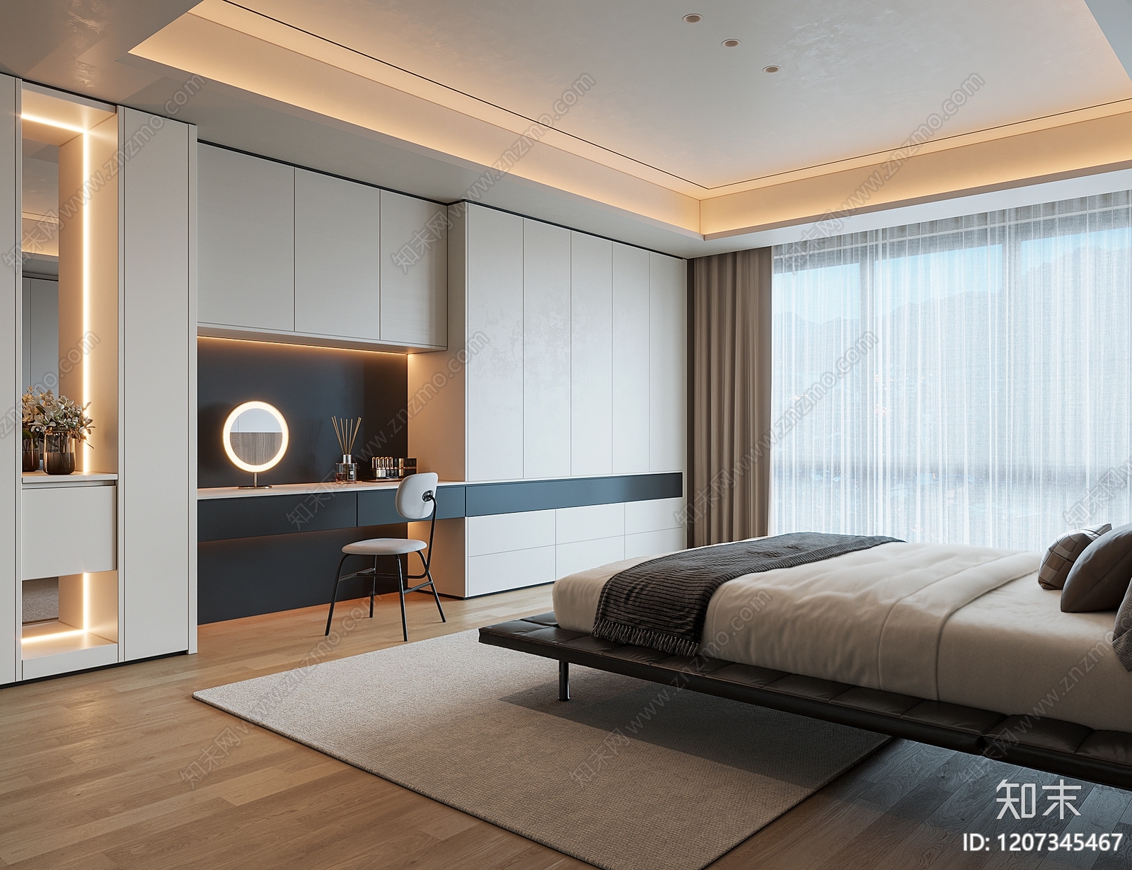 现代极简家居卧室SU模型下载【ID:1207345467】