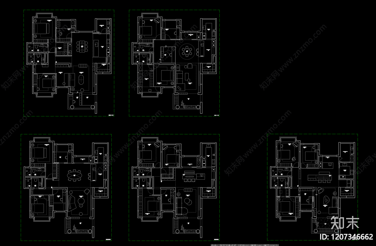 小户型平层cad施工图下载【ID:1207346662】