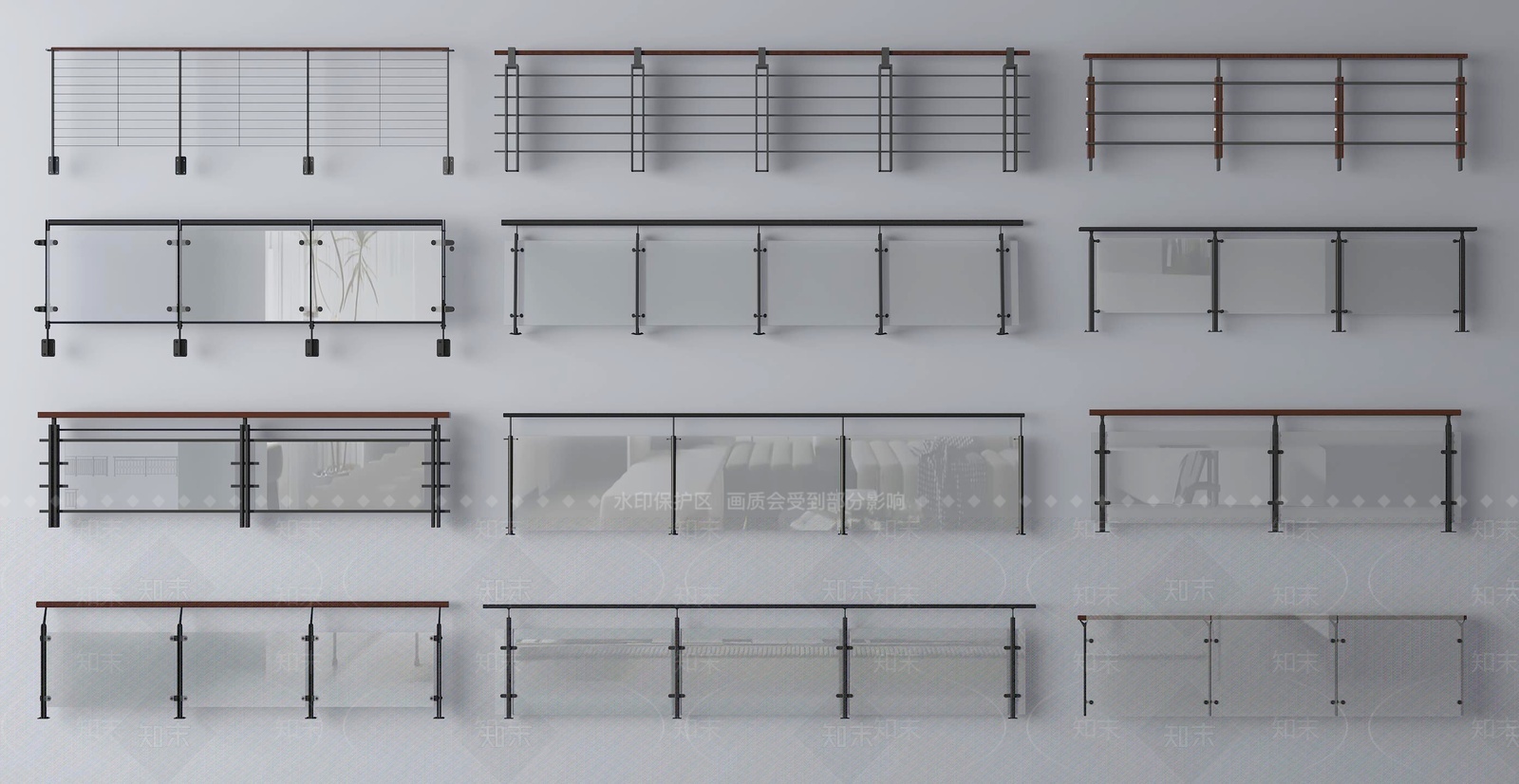 现代玻璃栏杆SU模型下载【ID:1207346423】