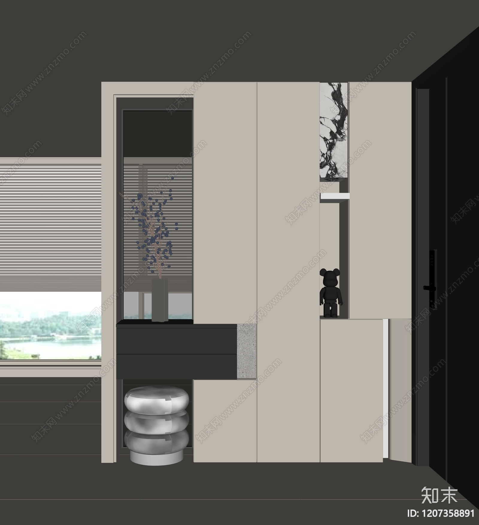 现代鞋柜SU模型下载【ID:1207358891】