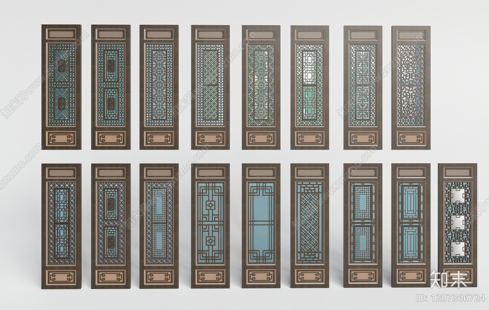 中式新中式窗户组合SU模型下载【ID:1207366724】