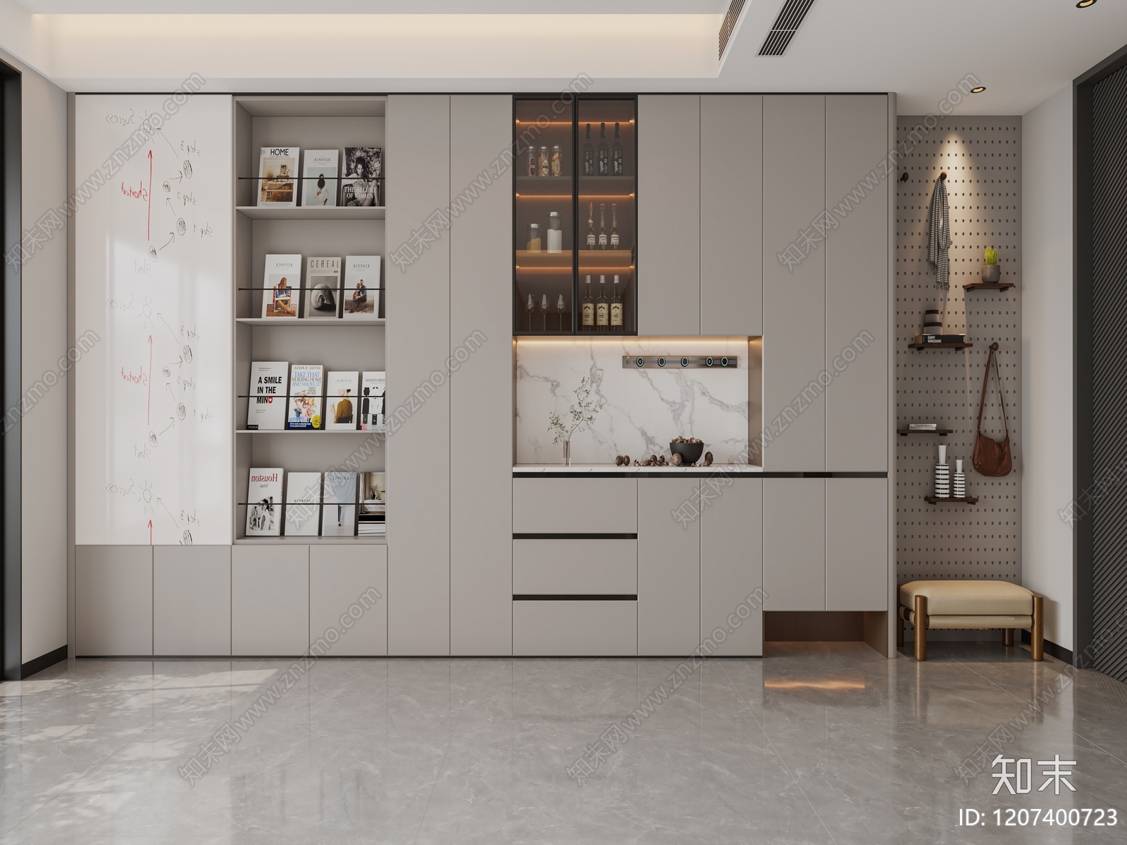 现代简约酒柜3D模型下载【ID:1207400723】