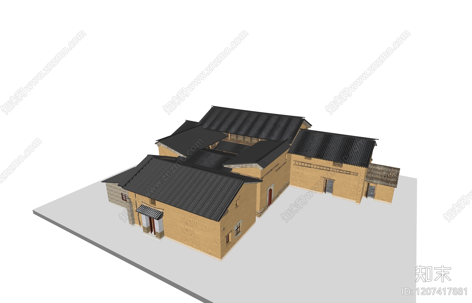 中式古建筑SU模型下载【ID:1207417881】