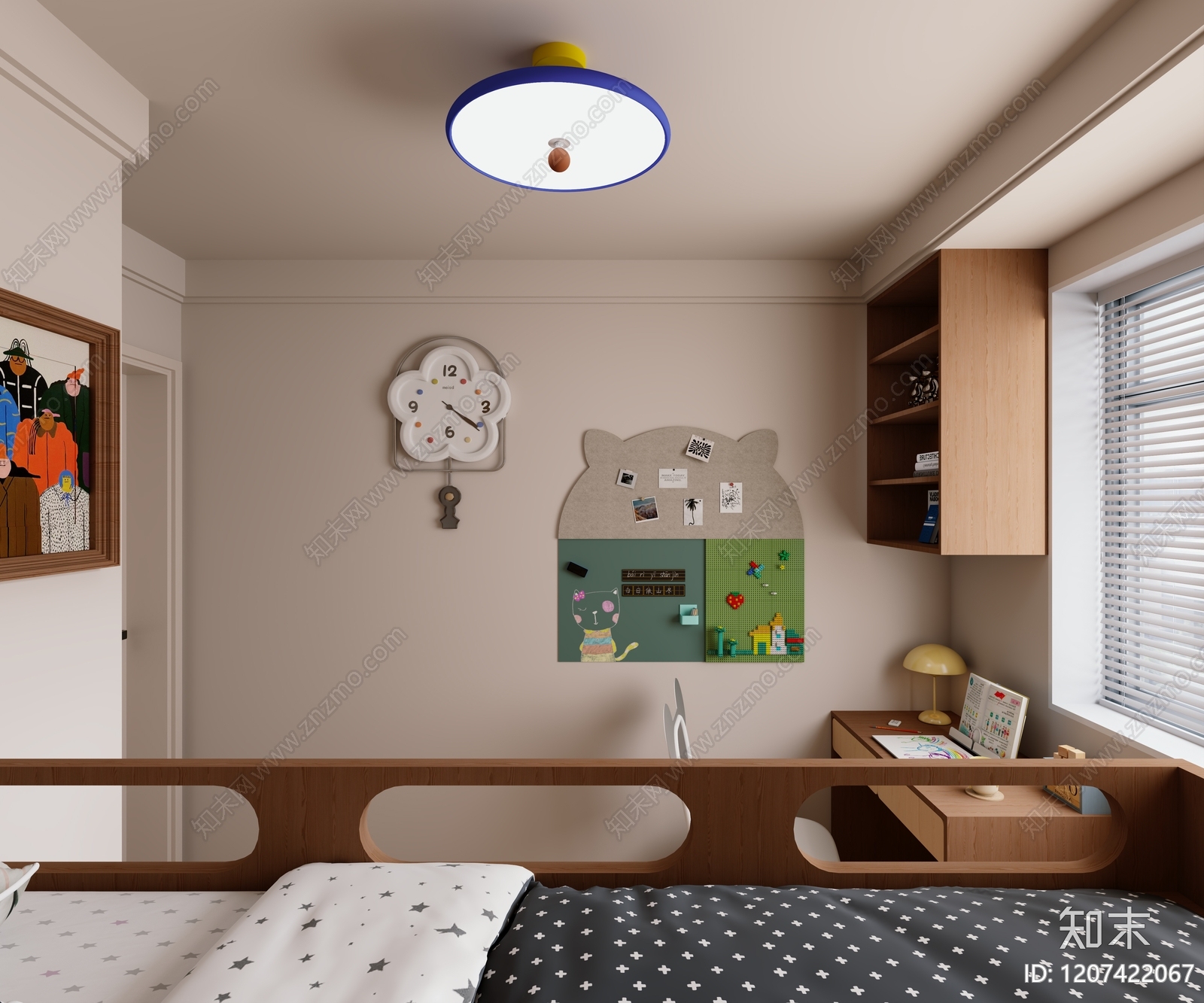 原木通用儿童房3D模型下载【ID:1207422067】