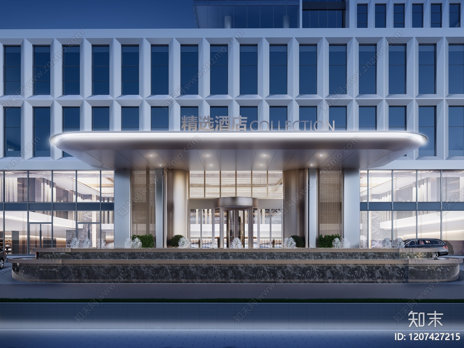 现代简约轻奢酒店建筑SU模型下载【ID:1207427215】