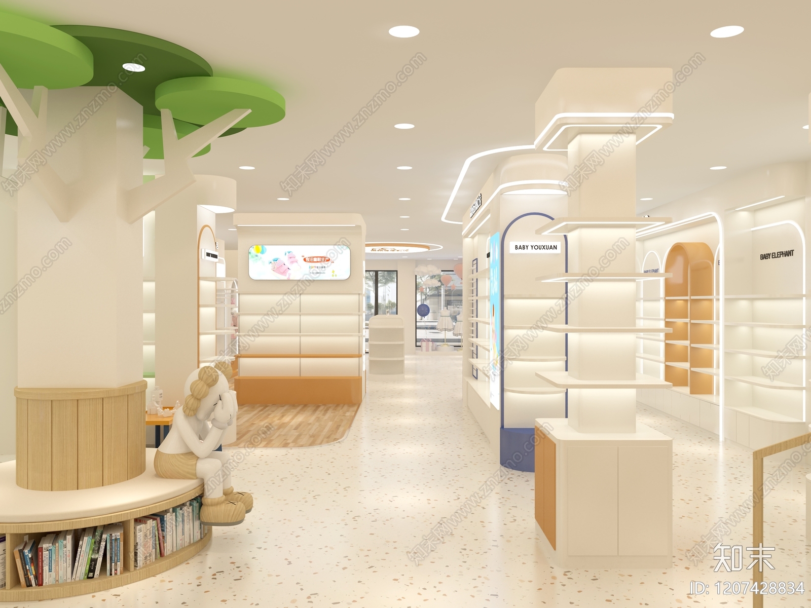 奶油简约母婴店3D模型下载【ID:1207428834】