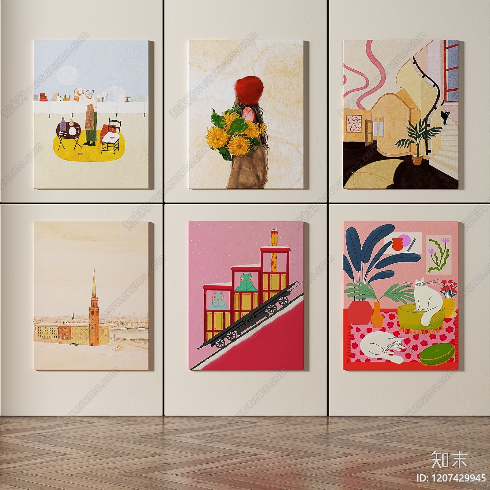 现代简约挂画3D模型下载【ID:1207429945】