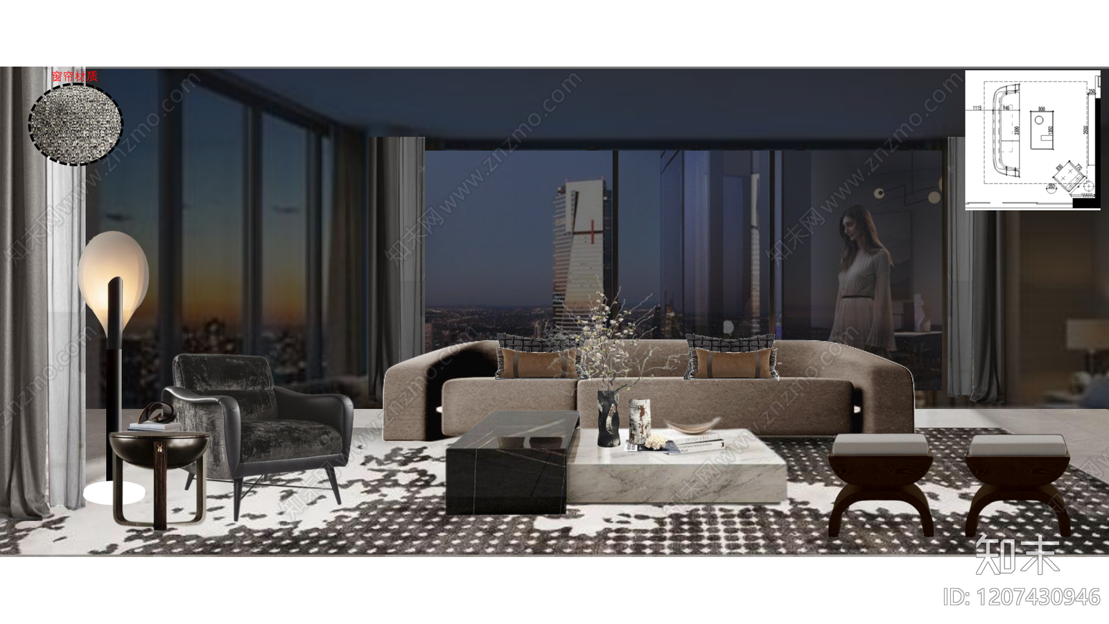 现代意式平层住宅软装下载【ID:1207430946】