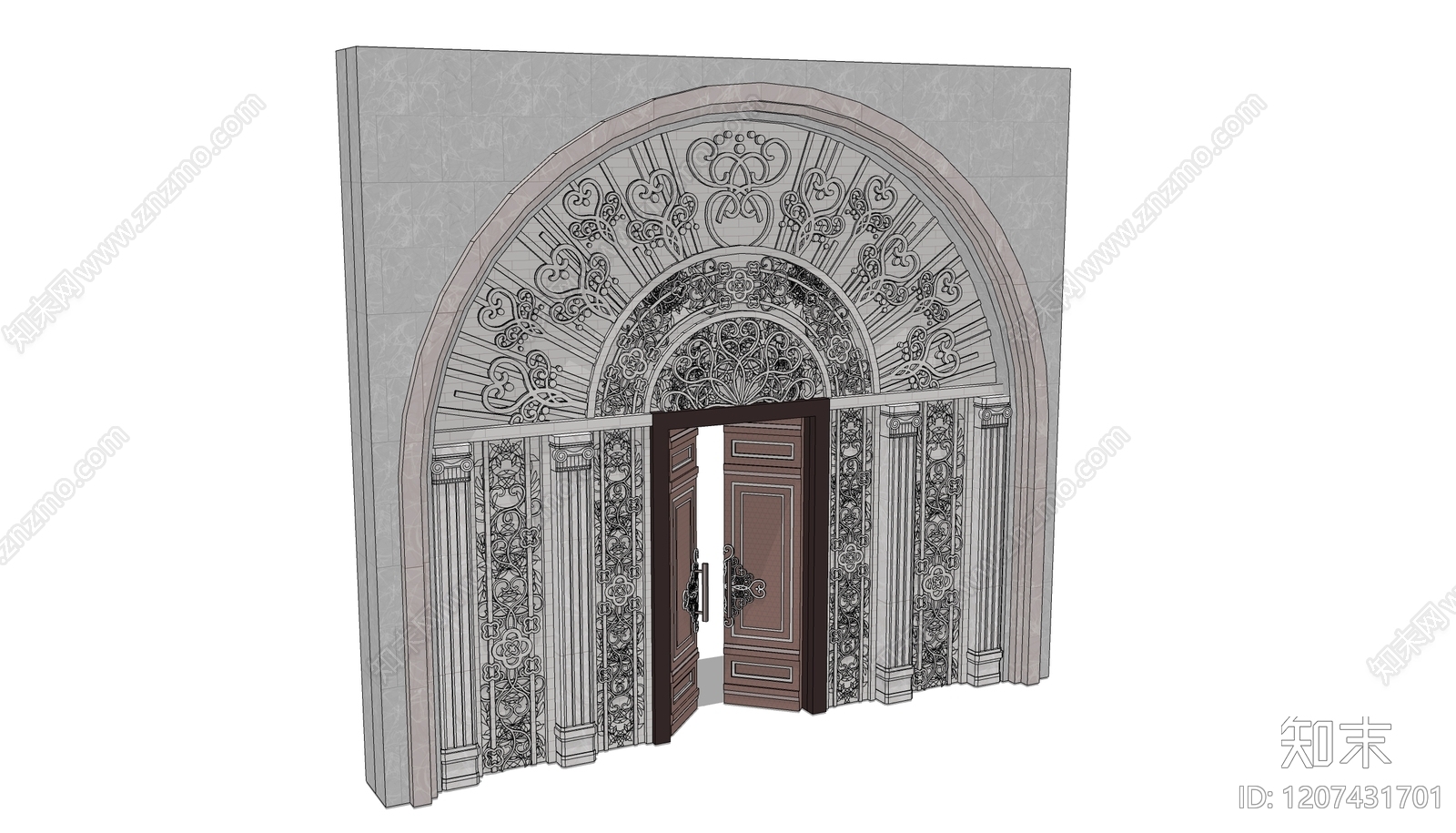 欧式复古入口大门SU模型下载【ID:1207431701】