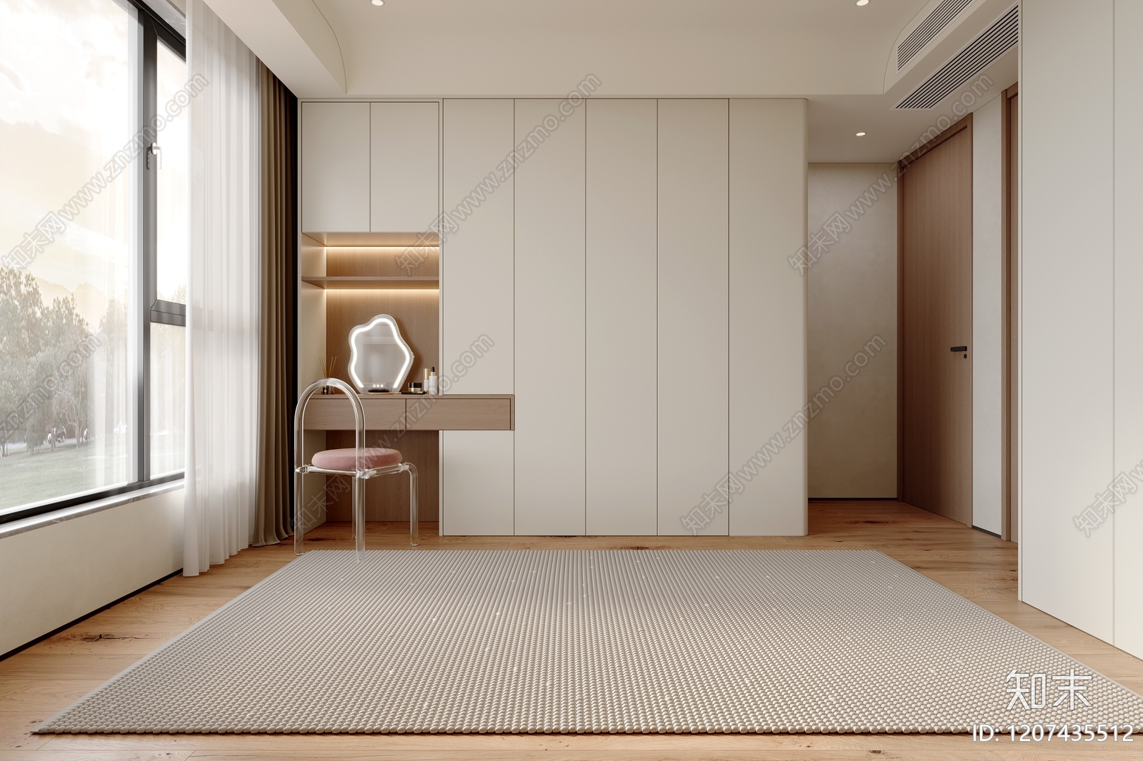 现代原木家居卧室3D模型下载【ID:1207435512】