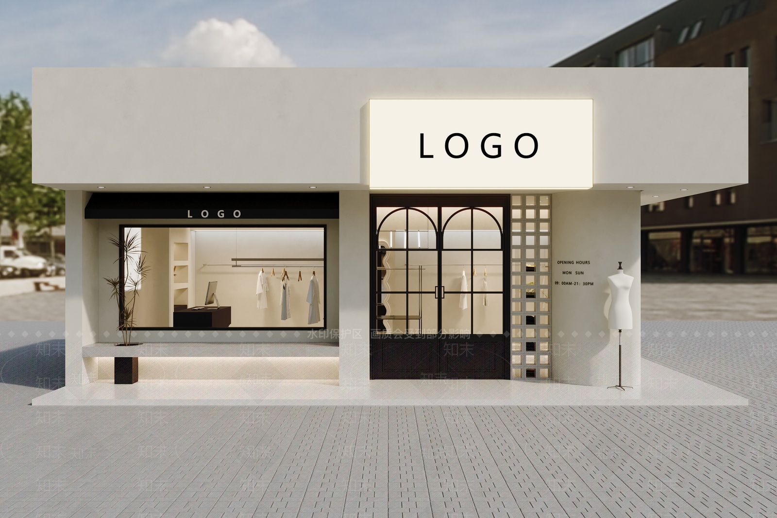 侘寂服装店门头3D模型下载【ID:1207435111】