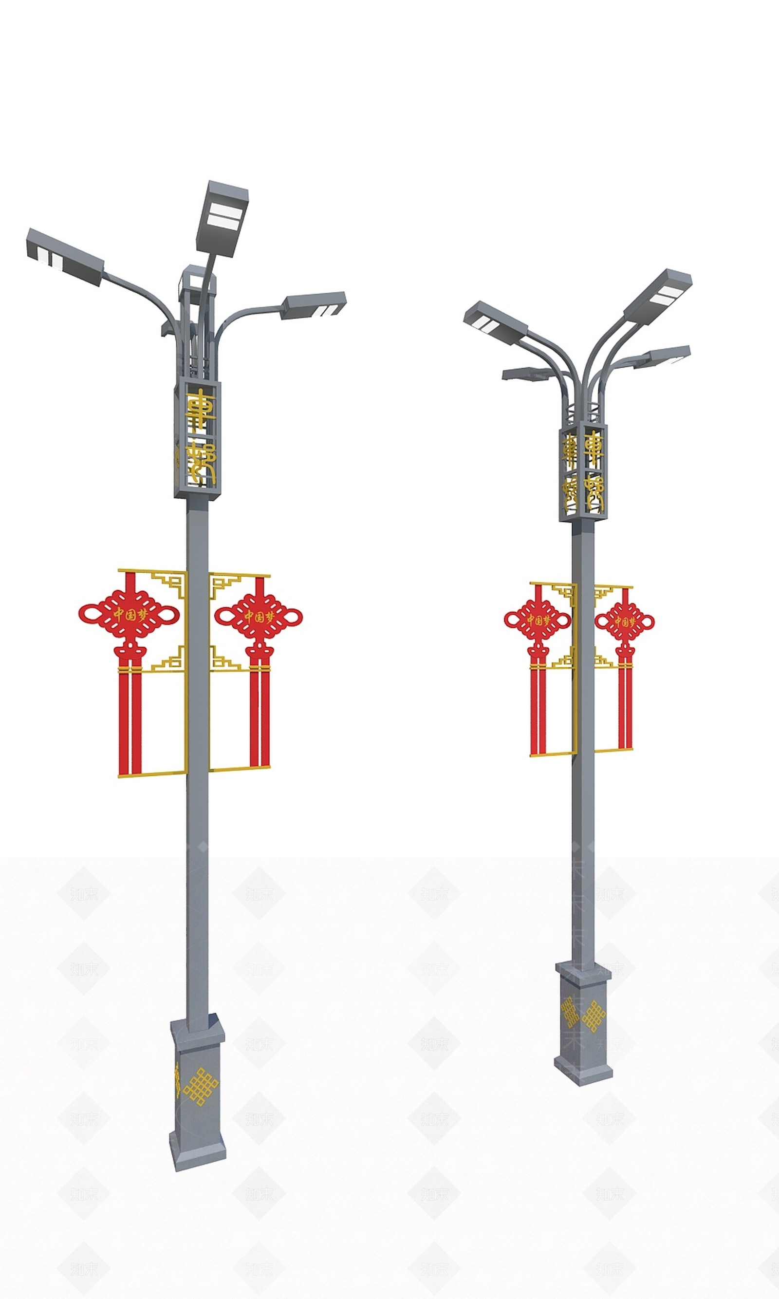 新中式藏式中国结路灯3D模型下载【ID:1207436236】