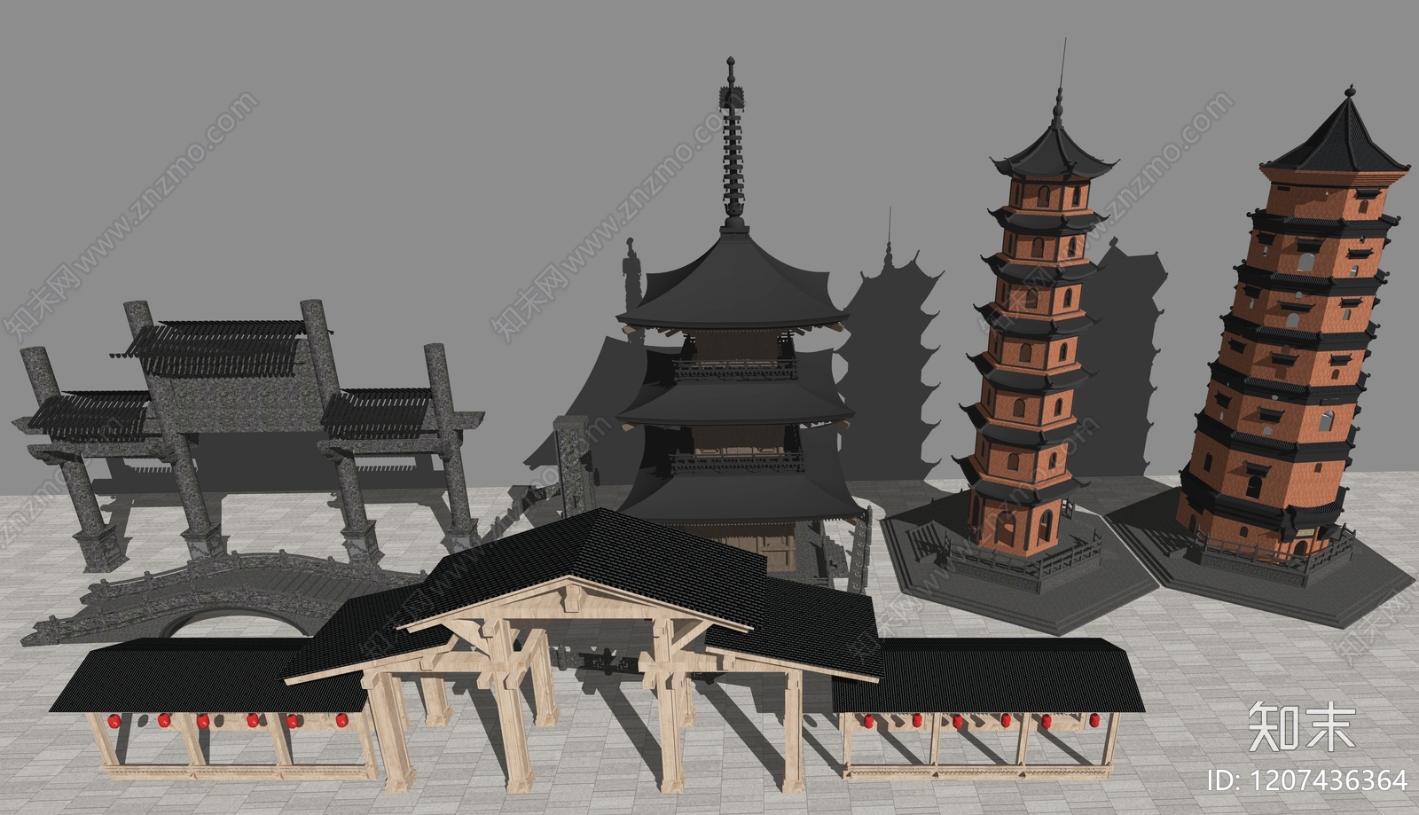 新中式中式塔楼SU模型下载【ID:1207436364】