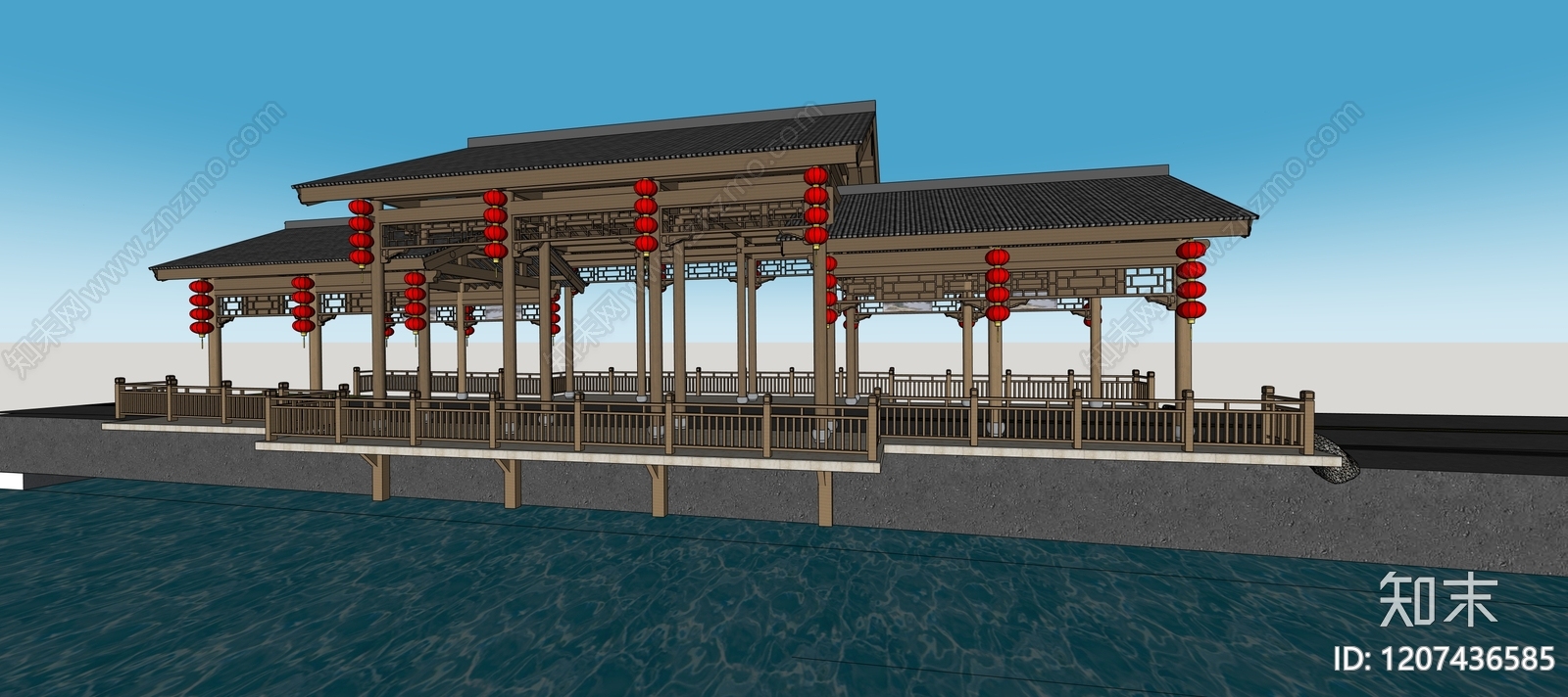 新中式其他景观小建筑SU模型下载【ID:1207436585】