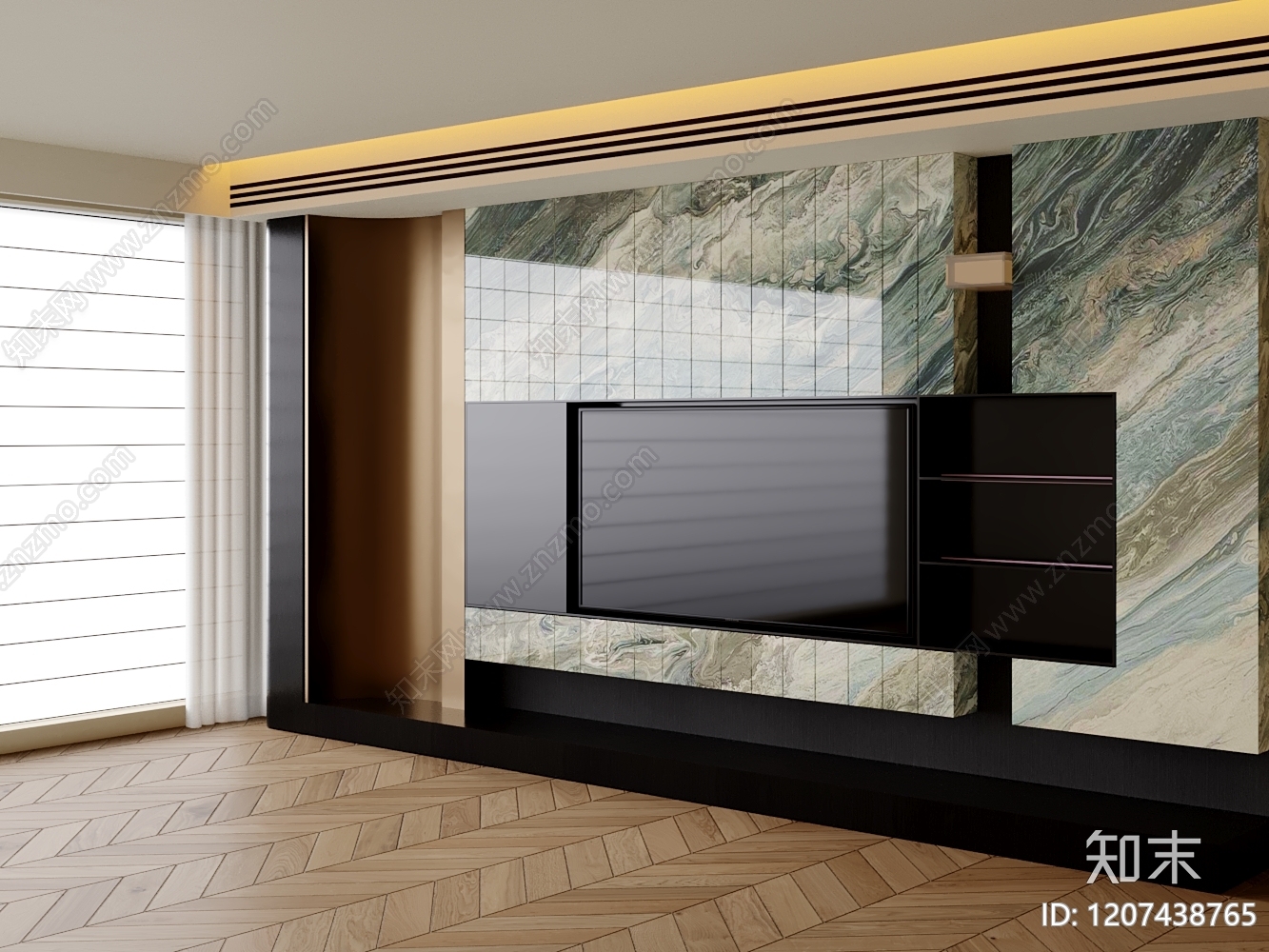 现代电视背景墙3D模型下载【ID:1207438765】