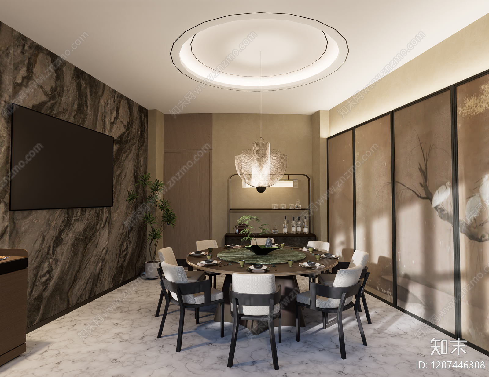 现代新中式办公室下载【ID:1207446308】