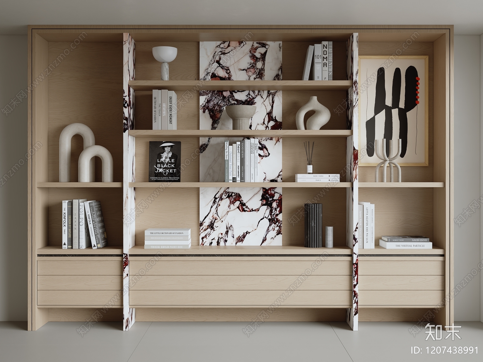 极简书柜3D模型下载【ID:1207438991】