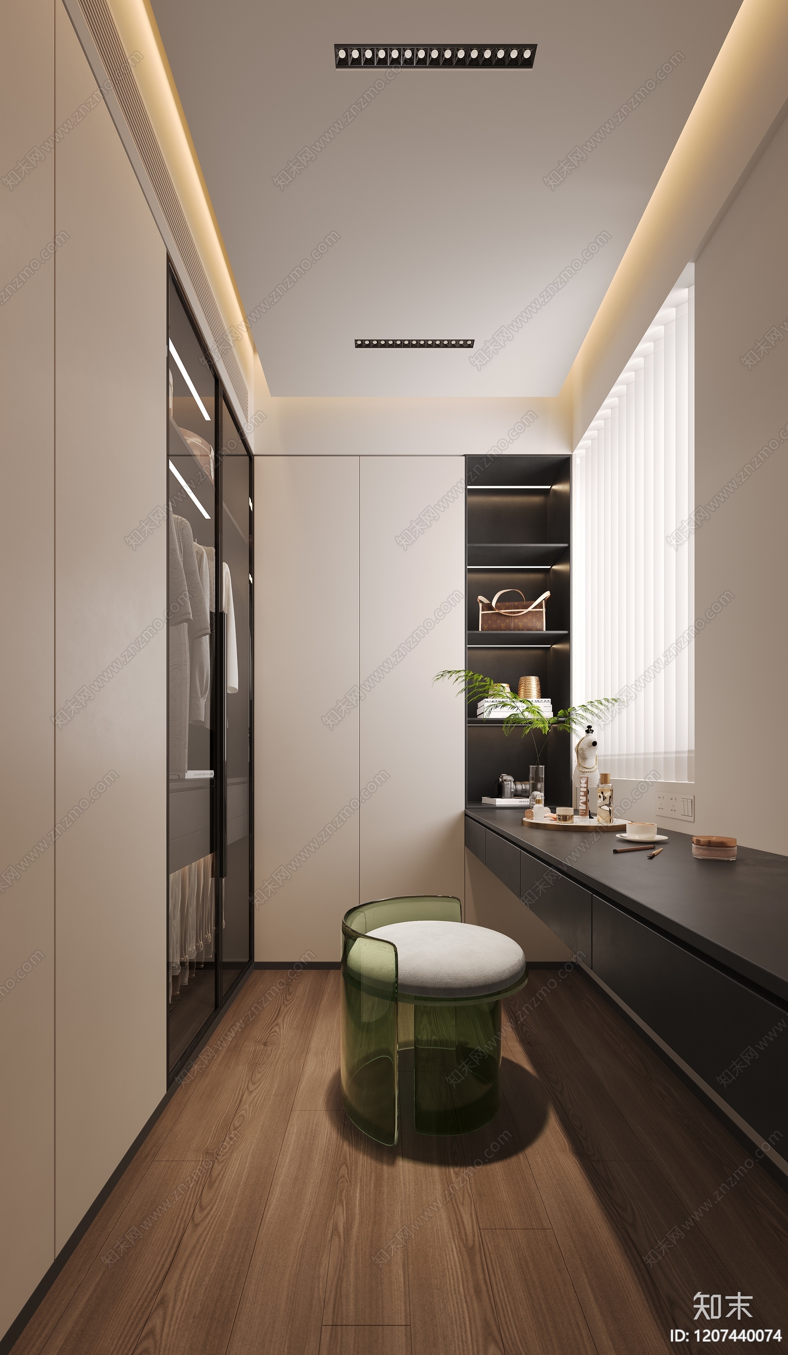 现代奶油衣帽间3D模型下载【ID:1207440074】